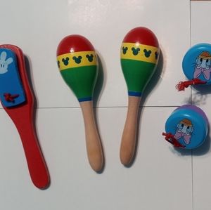 Disney Mickey Mouse Wooden Band Instruments Maracas Castanets Clacker Minnie
